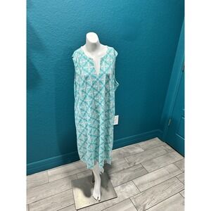 Lulu B Light Blue & White Geometric Sleeveless Dress XL